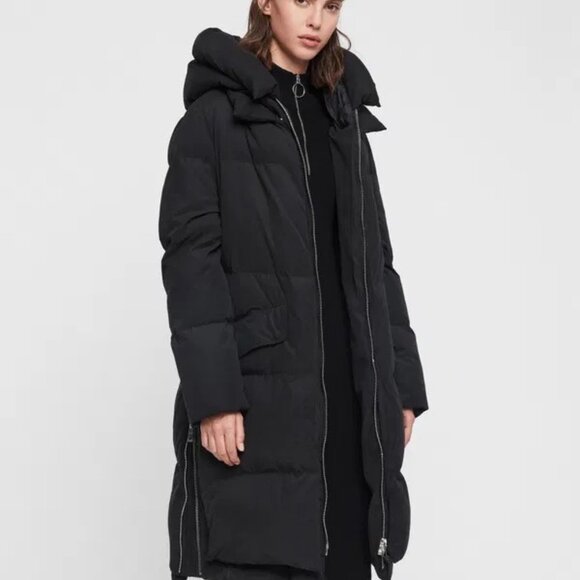 AllSaints Ester Parka Puffer Coat - S - Black
